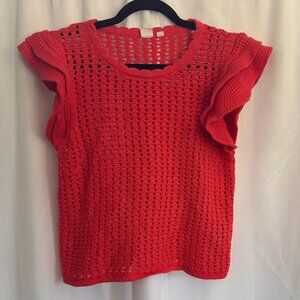GAP Crochet Flutter Sleeve Top. Size S EUC